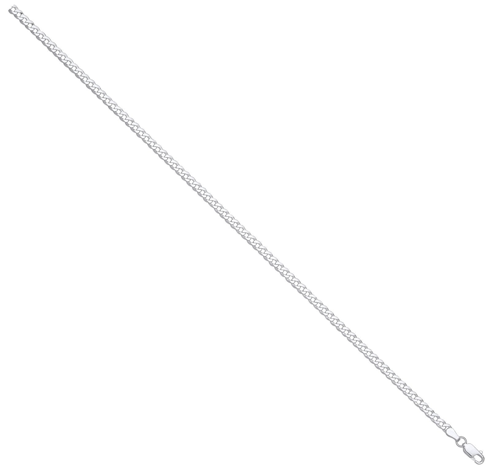Silver 3.3mm Economy Flat Curb Chain - Fine Necklace - Certified Authentic - Swiss Made – Luxury Jewellery by Imperial